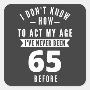 Sticker Carré Cadeau de 65 ans 65e anniversaire Idées cadeaux