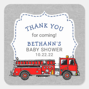 Sticker Carré Cadeau de baby shower ou d'anniversaire de camion