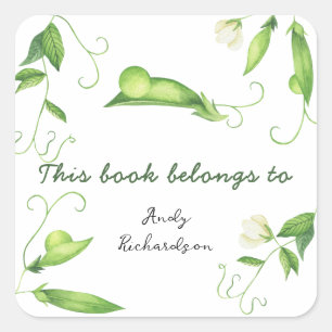 Sticker Carré Cadeau de bébé Little Pea - Ce livre appartient à