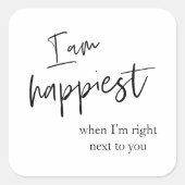 Sticker Carré Cadeau de citation romantique noire tendance (Devant)