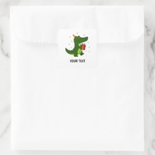 Sticker Carré Cadeau de crocodile mignon