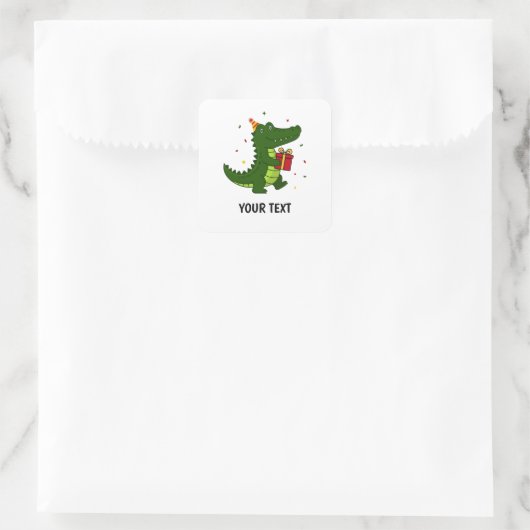 Sticker Carré Cadeau de crocodile mignon (Sac)