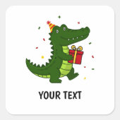 Sticker Carré Cadeau de crocodile mignon (Devant)