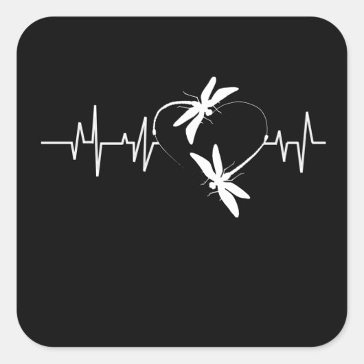 Sticker Carré Cadeau de dragonfly Lover| Drôle de dragonfly Hear (Devant)