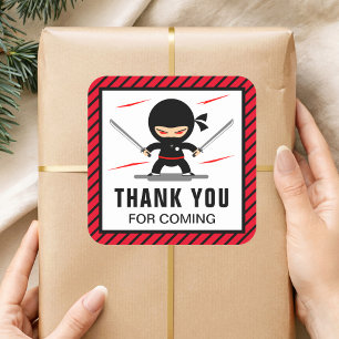 Sticker Carré Cadeau de fête d'anniversaire pour enfants Ninja W