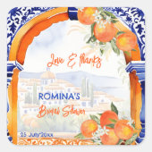 Sticker Carré Cadeau de fête de fiançailles espagnol azulejo ble (Devant)