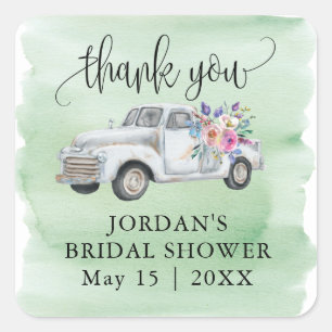 Sticker Carré Cadeau de fête de mariage pour camion de ferme bla