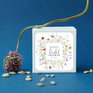 Sticker Carré Cadeau de Fiançailles Fleurs Sauvages