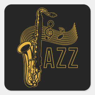 Sticker Carré Cadeau de jazz saxophoniste