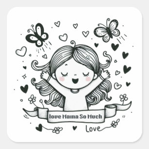 Sticker Carré Cadeau de la fête des mères Amour maman tant