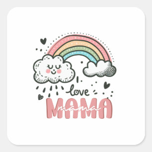 Sticker Carré Cadeau de la fête des mères J'aime maman