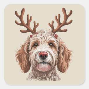 Sticker Carré Cadeau de maman de chien amateur de Noël Goldendoo