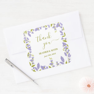 Sticker Carré Cadeau de mariage botanique de fleurs sauvages de