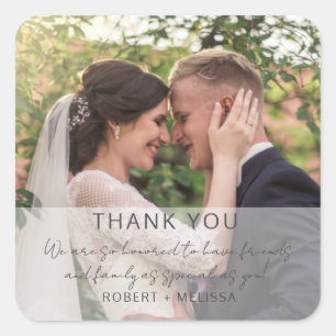 Sticker Carré Cadeau de mariage élégant Merci