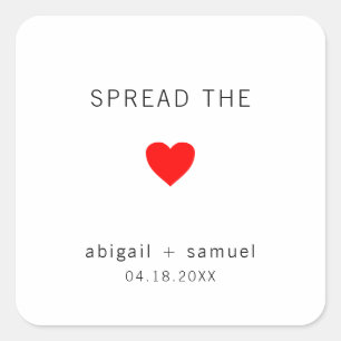 Sticker Carré Cadeau de mariage mignon rouge cœur moderne
