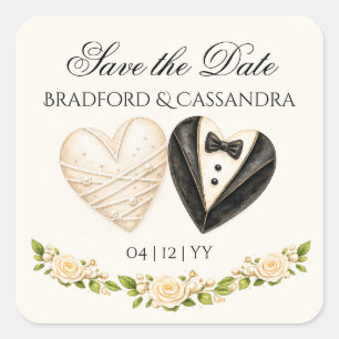 Sticker Carré Cadeau de mariage souvenir Save the Date mariée ma