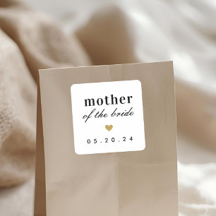 Sticker Carré Cadeau de mère de la mariée à cœur d'or