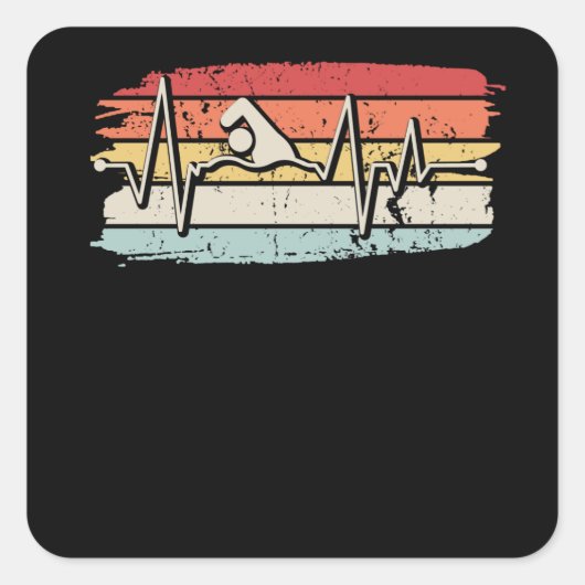 Sticker Carré Cadeau de natation (Devant)