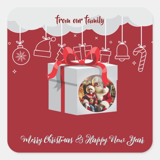 Sticker Carré cadeau de Noël (Devant)