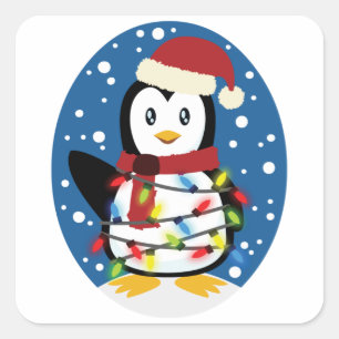 Sticker Carré Cadeau de Noël de Noël de Père Noël