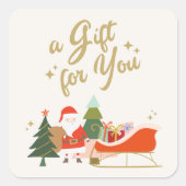 Sticker Carré Cadeau de Noël père Noël (Devant)