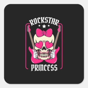 Sticker Carré Cadeau de Noël Rokstar Princess Skull