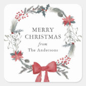 Sticker Carré Cadeau de Noël rustique Wreath Holiday (Devant)