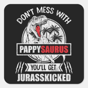 Sticker Carré Cadeau de Pappysaurus dinosaure pour grand-père et