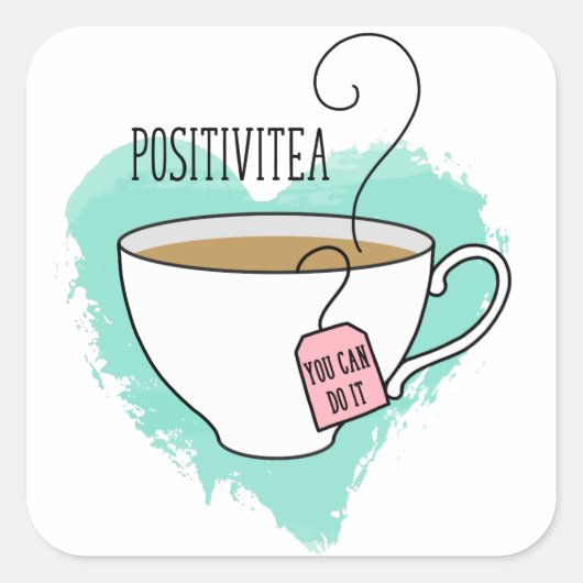 Sticker Carré Cadeau de Positivitea mignonne pour l'obtention du (Devant)