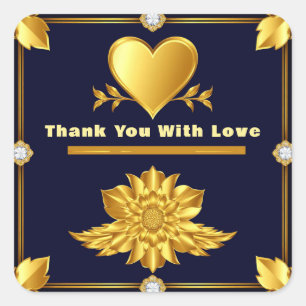 Sticker Carré 💎 Cadeau de remerciement de mariage bleu marine C