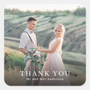 Sticker Carré Cadeau de remerciement de mariage photo élégant