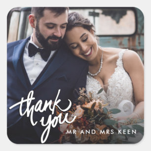 Sticker Carré Cadeau de remerciement de photo de mariage