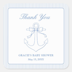 Sticker Carré Cadeau de remerciement pour une Baby Shower garçon