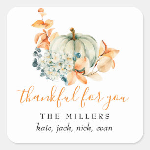 Sticker Carré Cadeau de Thanksgiving Personnalisé Merci pour Vou