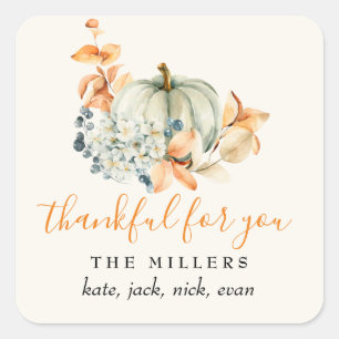 Sticker Carré Cadeau de Thanksgiving Personnalisé Merci pour Vou