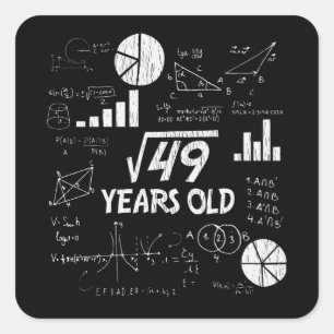 Sticker Carré Cadeau drôle de 7e anniversaire de nerd de maths r