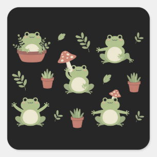 Sticker Carré Cadeau drôle de grenouille mignonne pour amateur d