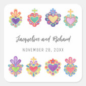 Sticker Carré Cadeau du coeur sacré mexicain (Devant)