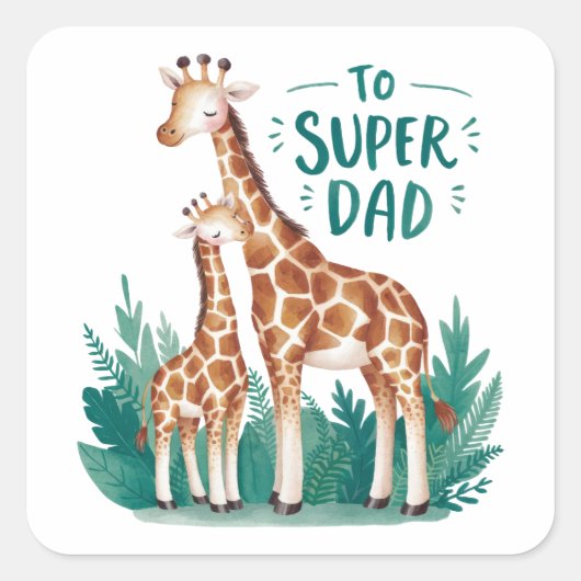 Sticker Carré Cadeau fête des pères | À Super Papa (Devant)