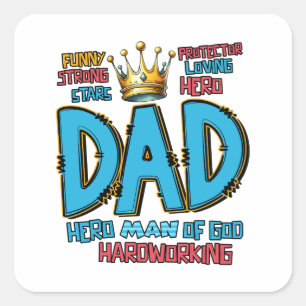 Sticker Carré Cadeau fête des pères Héros Homme De Dieu