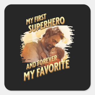 Sticker Carré Cadeau fête des pères Mon premier super-héros