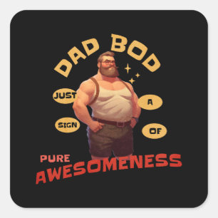 Sticker Carré Cadeau fête des pères Papa Bod Awesome