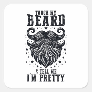 Sticker Carré Cadeau fête des pères   Touchez ma barbe