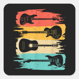 Sticker Carré Cadeau Guitare vintage Pour Hommes Musique Musique