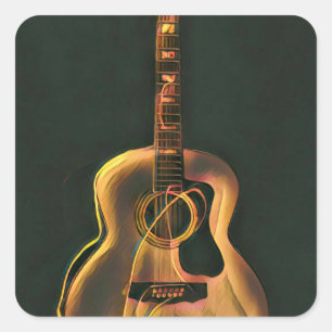 Sticker Carré cadeau guitariste cool