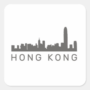 Sticker Carré Cadeau HK Skyline Hong Kong