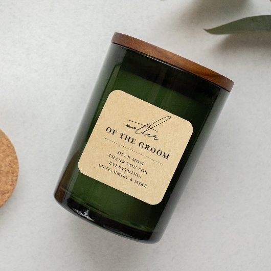 Sticker Carré Cadeau Kraft Moderne pour la Mère du Marié