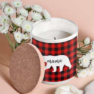Sticker Carré Cadeau moderne Rouge Plaid Et Blanc Mama Ours