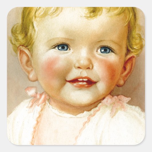 Sticker Carré cadeau parfait pour une naissance de petite fille! (Devant)