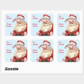 Sticker Carré Cadeau père Noël à partir de l'aquarelle (Feuille)